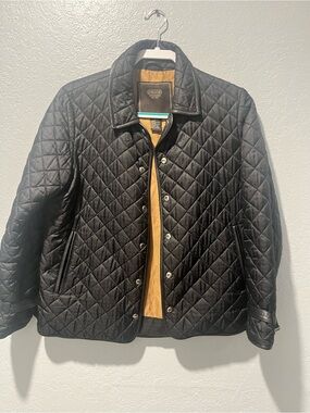 Coach Black Quilted Lightweight Jacket with leather trim